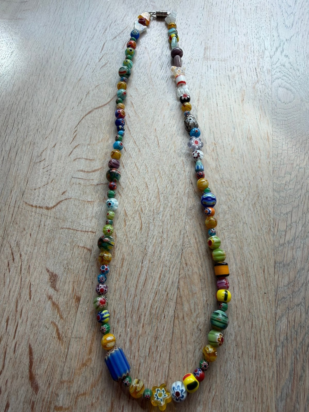 Fijne millefiori glaskralen ketting, Sieraden, Tassen en Uiterlijk, Verzenden, Zo goed als nieuw, Overige materialen