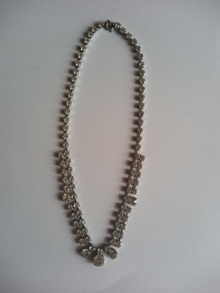 Ketting Vintage Rhinestone Jewellery 1950 (11), Ophalen of Verzenden, Zo goed als nieuw, Zilver, Overige materialen