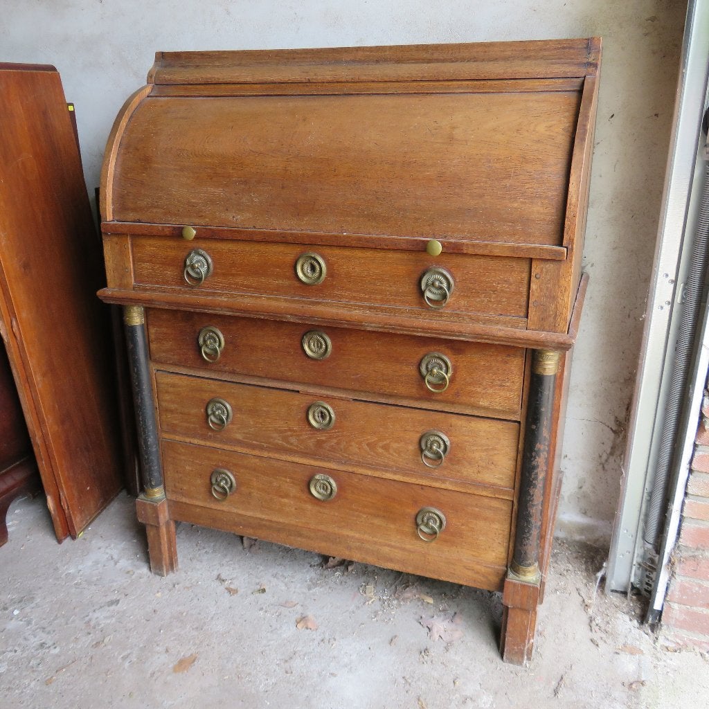 Oude Antieke eikenhouten Empire stijl Secretaire., Antiek en Kunst, Antiek | Meubels | Kasten, Ophalen