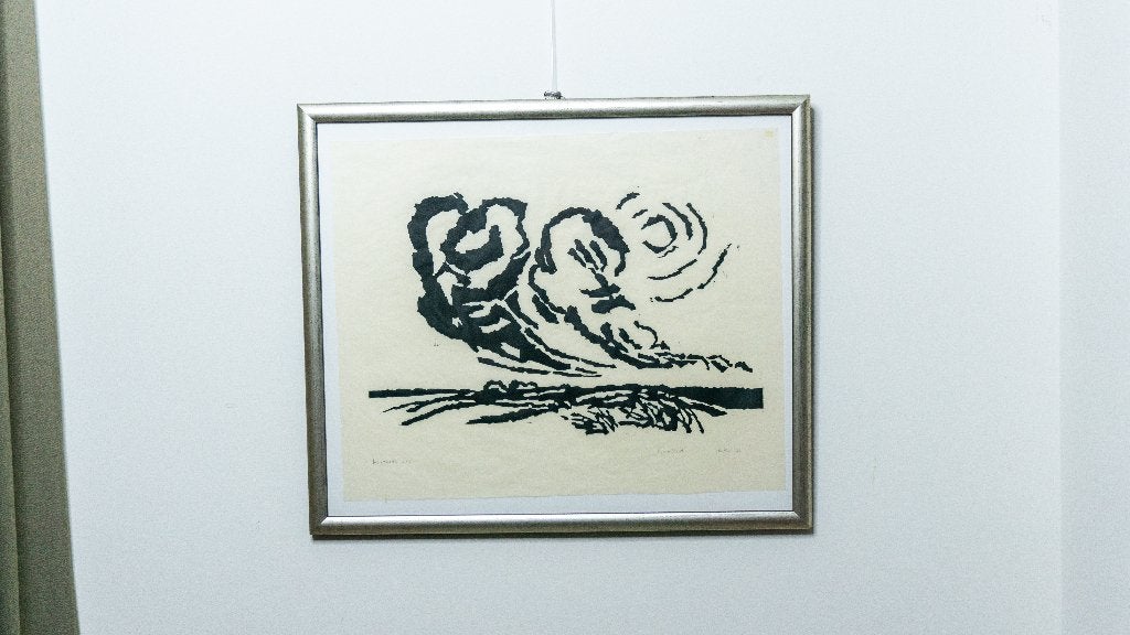 Houtsnede ingelijst “O, Holland” (69,5 x 59 cm) [1985], Ophalen, Ingelijst, 70 cm, 1950 - 1999