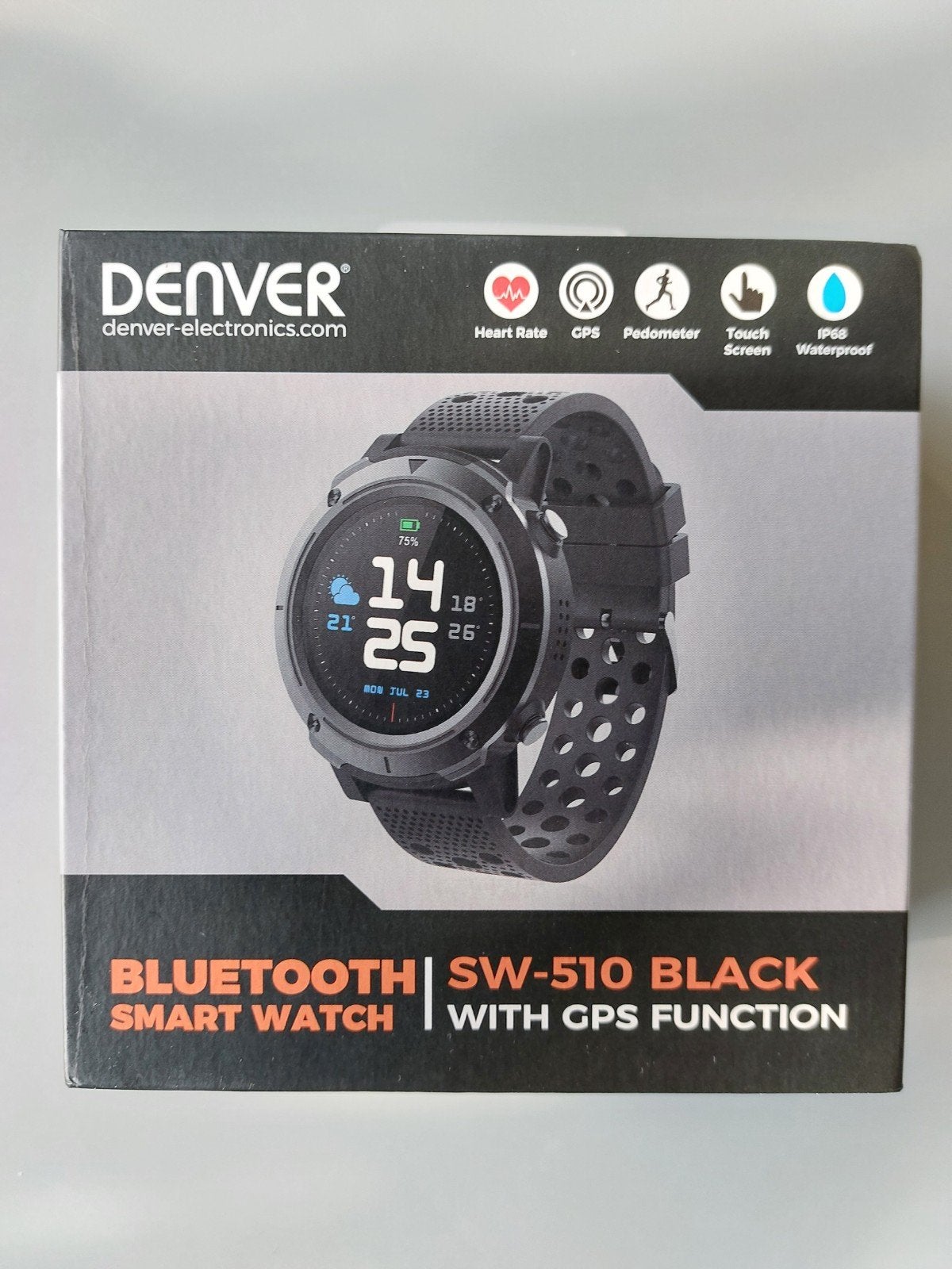 DENVER SW-510 SMARTWATCH BLACK nieuw in dichte verpakking, Hartslag, Zwart, Nieuw, Ophalen of Verzenden