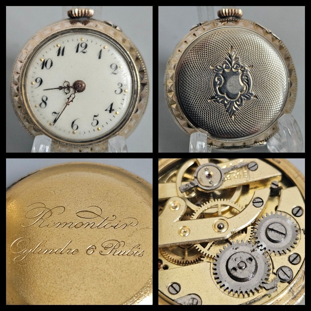 Antiek zilver,  Remontoir dames zakhorloge,  loopt netjes, Ophalen of Verzenden, Zilver