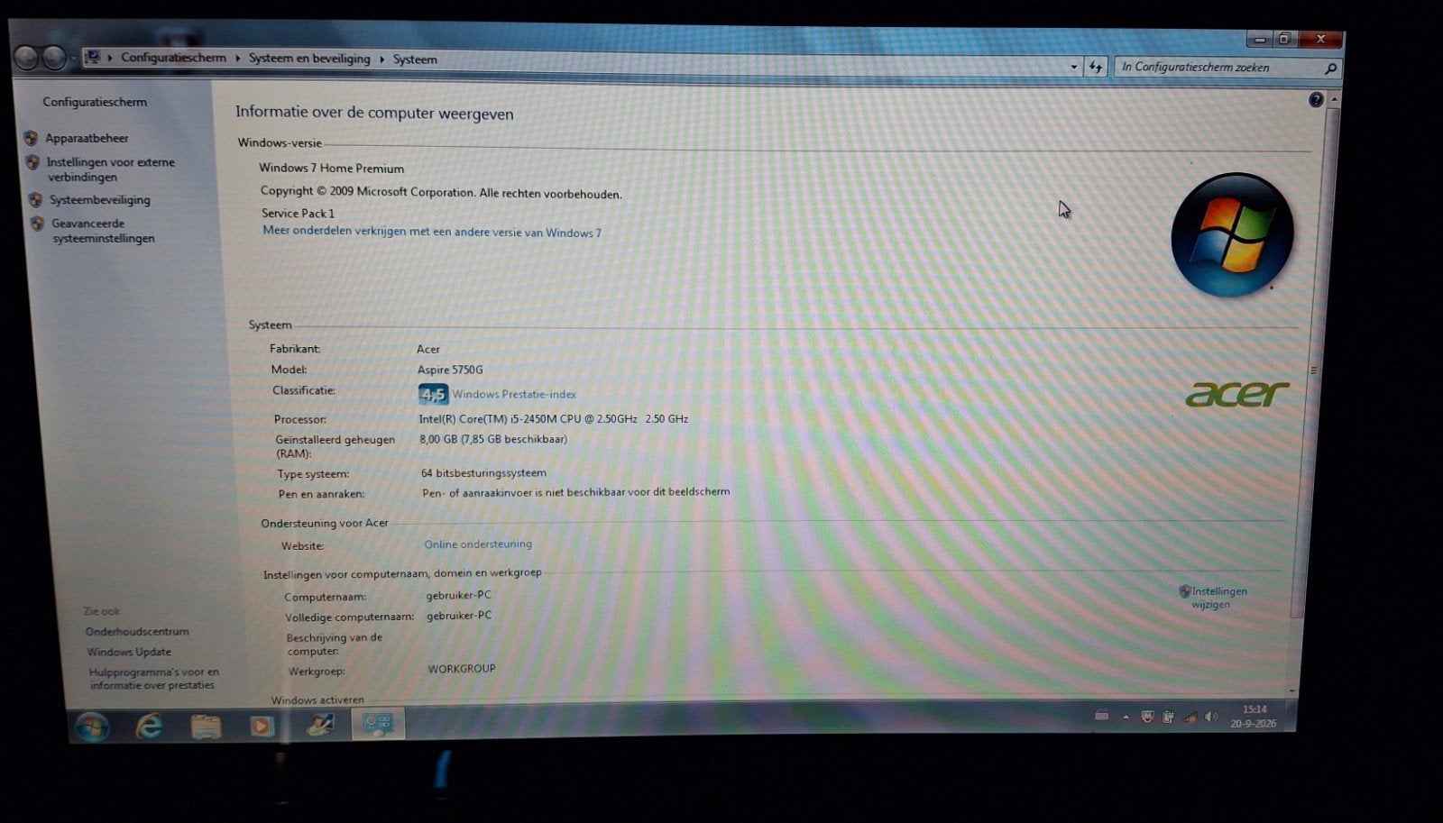 Acer Aspire 5750G Laptop, Ophalen, Gebruikt, 2 tot 3 Ghz, 8 GB