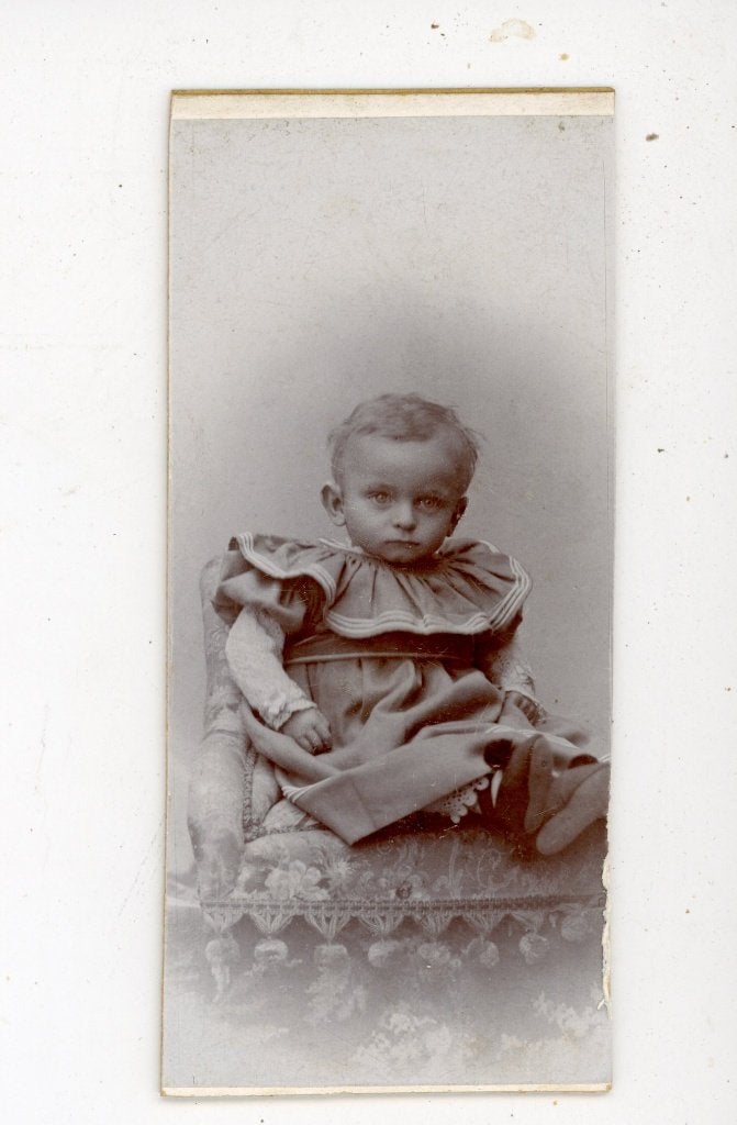 CDV P5; van een baby, bijgesneden, Gebruikt, Verzenden, Foto, Voor 1940