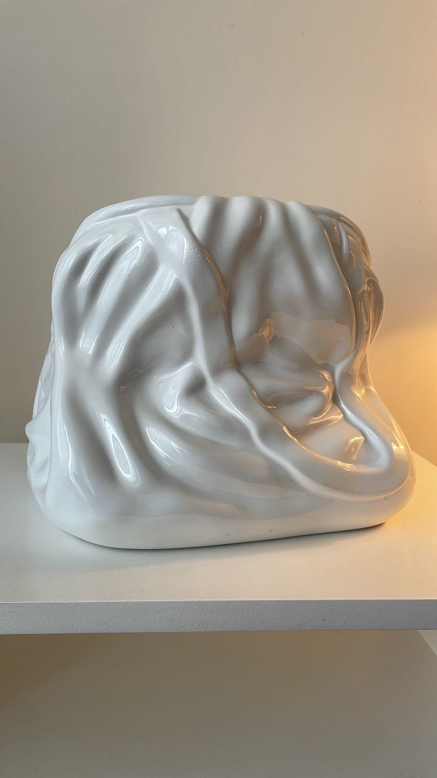 Keramieken tas uit de jaren 80, Ophalen, 21 cm, Handgemaakt, Wit