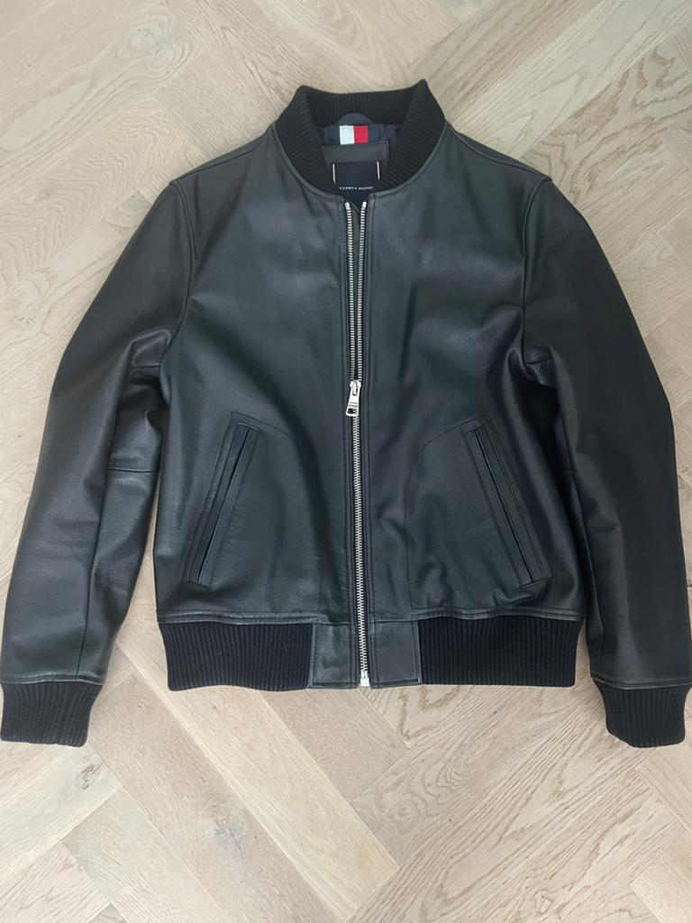 TOMMY HILFIGER LEREN JACK, MAAT M, Kleding | Heren, Jassen | Winter, Ophalen of Verzenden, Zo goed als nieuw, Maat 48/50 (M), Zwart