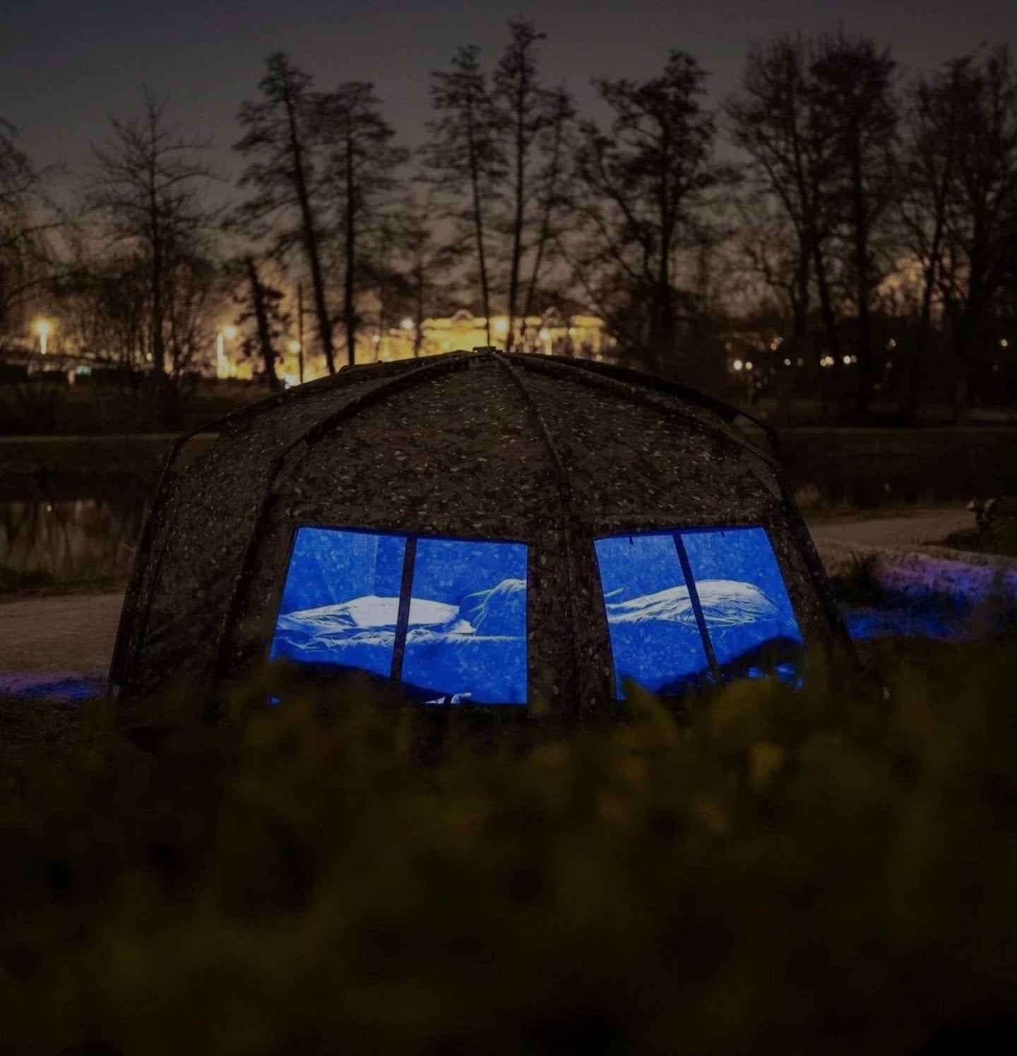 Trakker RS 100 Camo Bivvy met Vapour Shield en skull cap, Watersport en Boten, Hengelsport | Karpervissen, Ophalen, Gebruikt, Overige typen