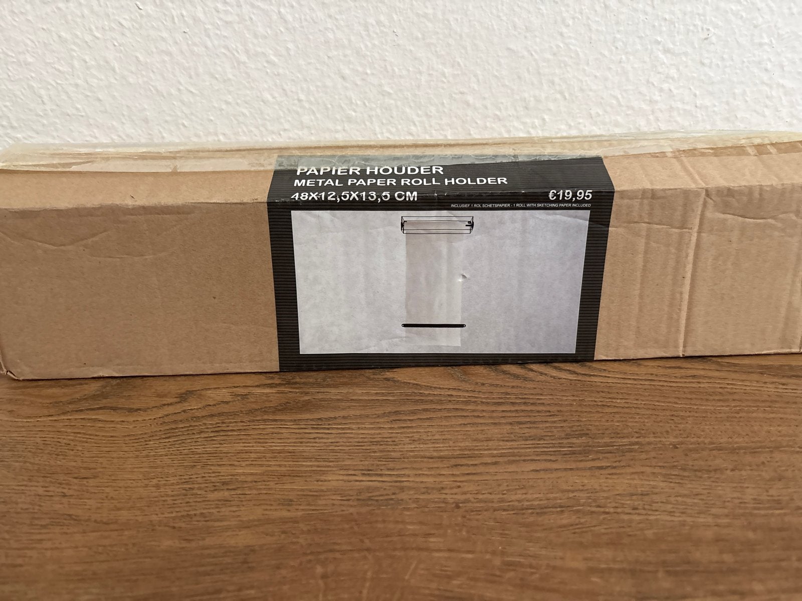 Metalen papierrolhouder - 48x12,5x13,5 cm, Ophalen, Zwart, Nieuw, Metaal