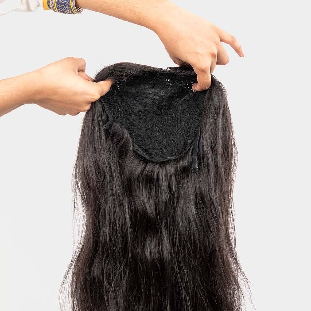 Remy human hair pruik half wig extensions echt haar, Ophalen of Verzenden, Zo goed als nieuw, Pruik of Haarverlenging