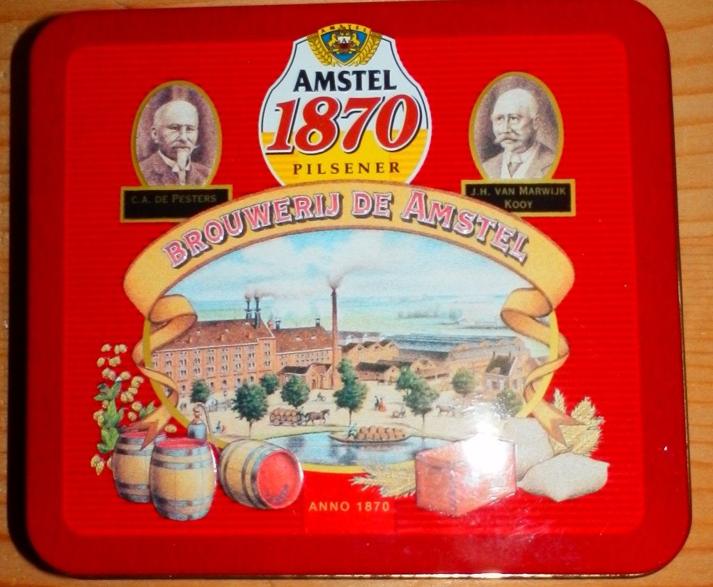 Amstel 1870 - 8 viltjes in een bewaar blikje  amstel bier, Ophalen of Verzenden, Zo goed als nieuw, Viltje(s), Amstel