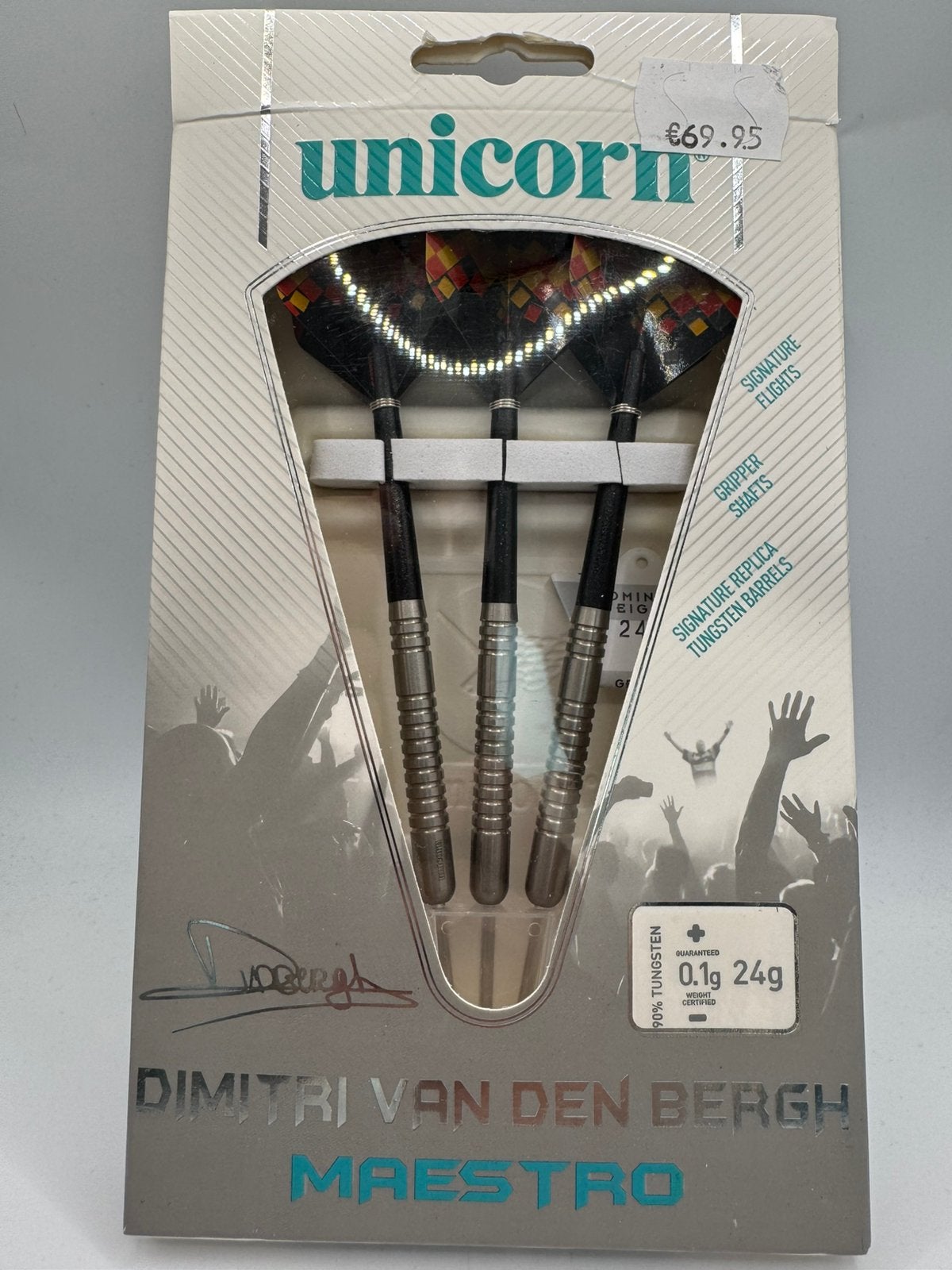 Unicorn Maestro Dimitri van den Bergh 24 Gram Dartpijlen, Sport en Fitness, Darts, Ophalen of Verzenden, Zo goed als nieuw, Nvt