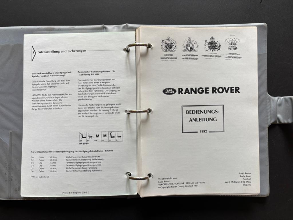Handleiding Range Rover Classic 1992 Duits, Auto diversen, Handleidingen en Instructieboekjes, Ophalen of Verzenden