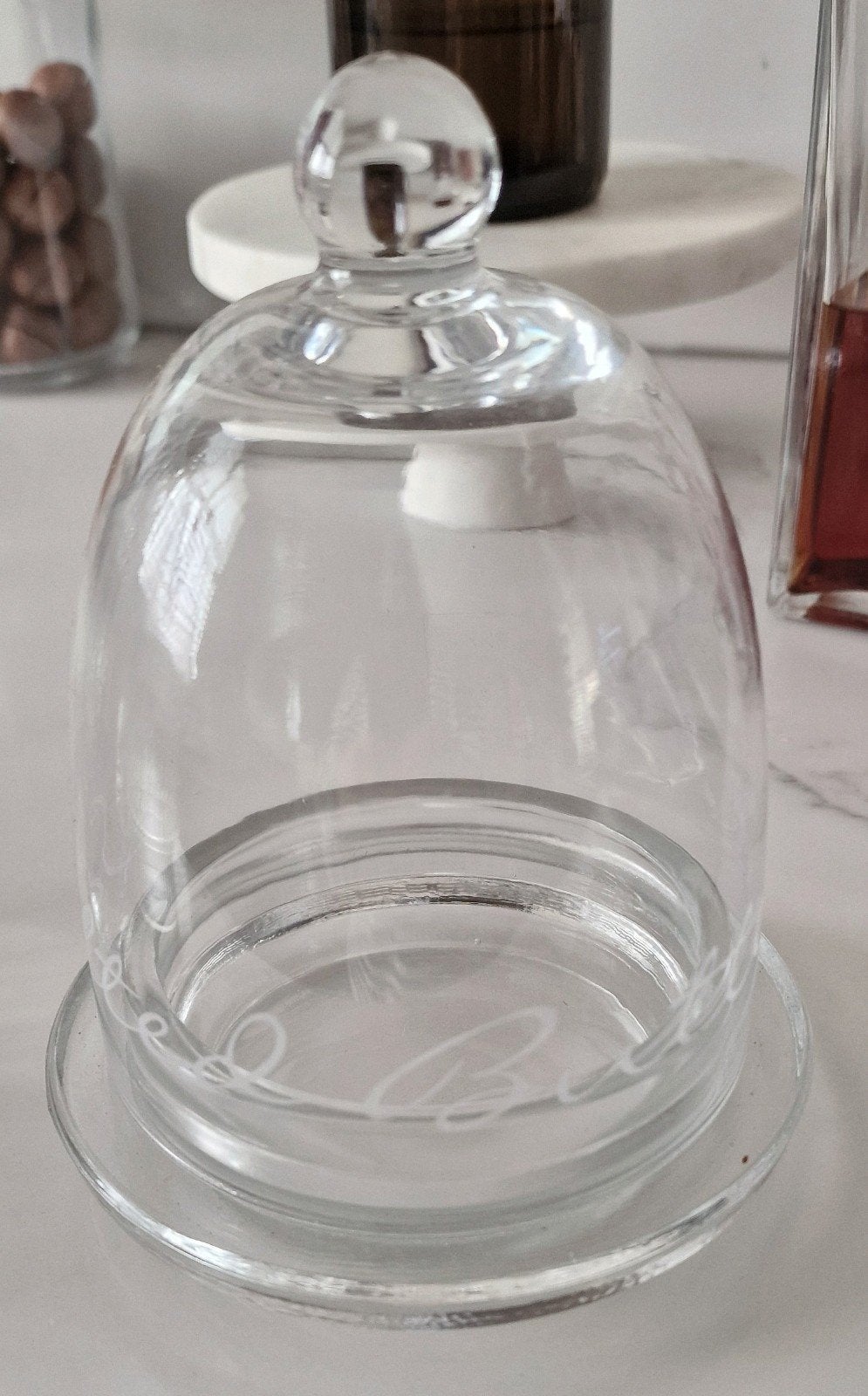 Glazen boterstolp, Ophalen of Verzenden, Zo goed als nieuw, Glas, Modern