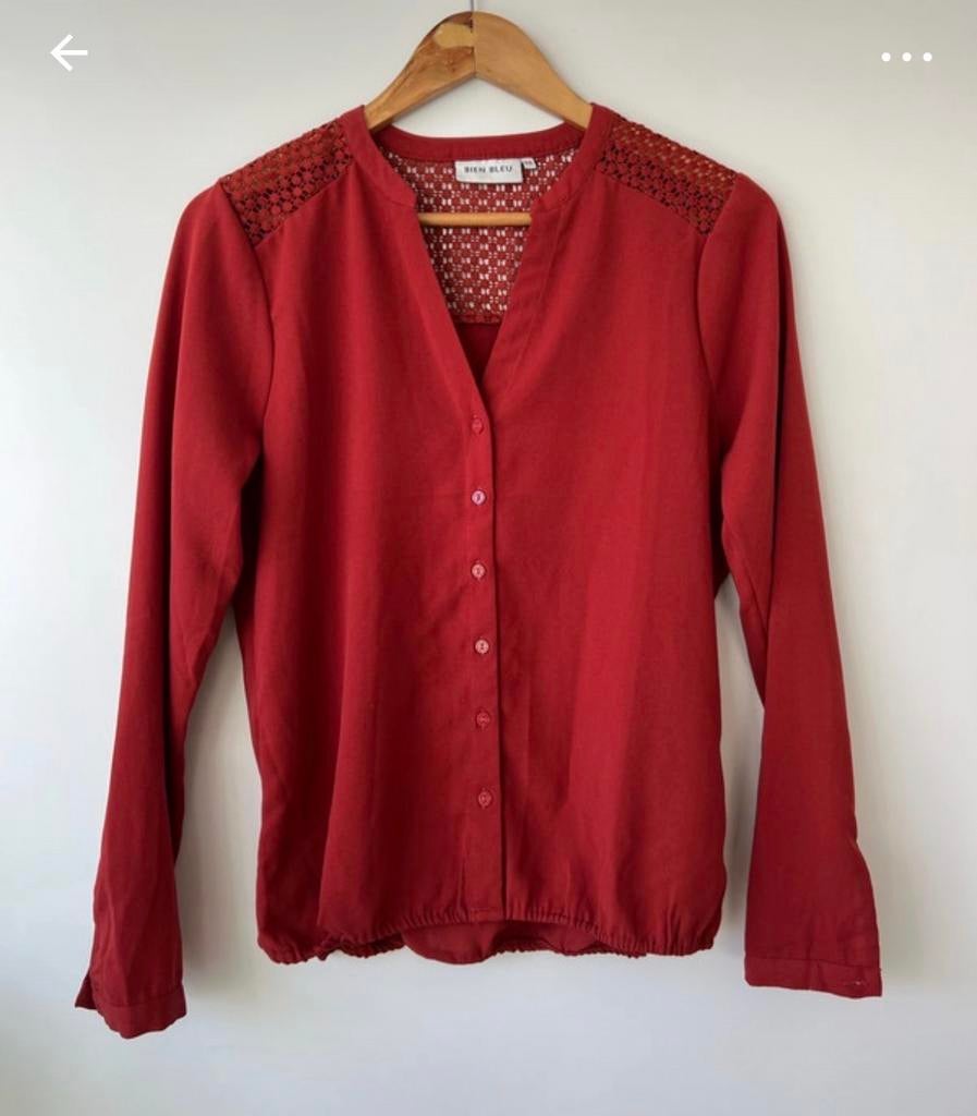 Bien Bleu Blouse met Kanten Details, Ophalen of Verzenden, Zo goed als nieuw, Maat 36 (S), Rood