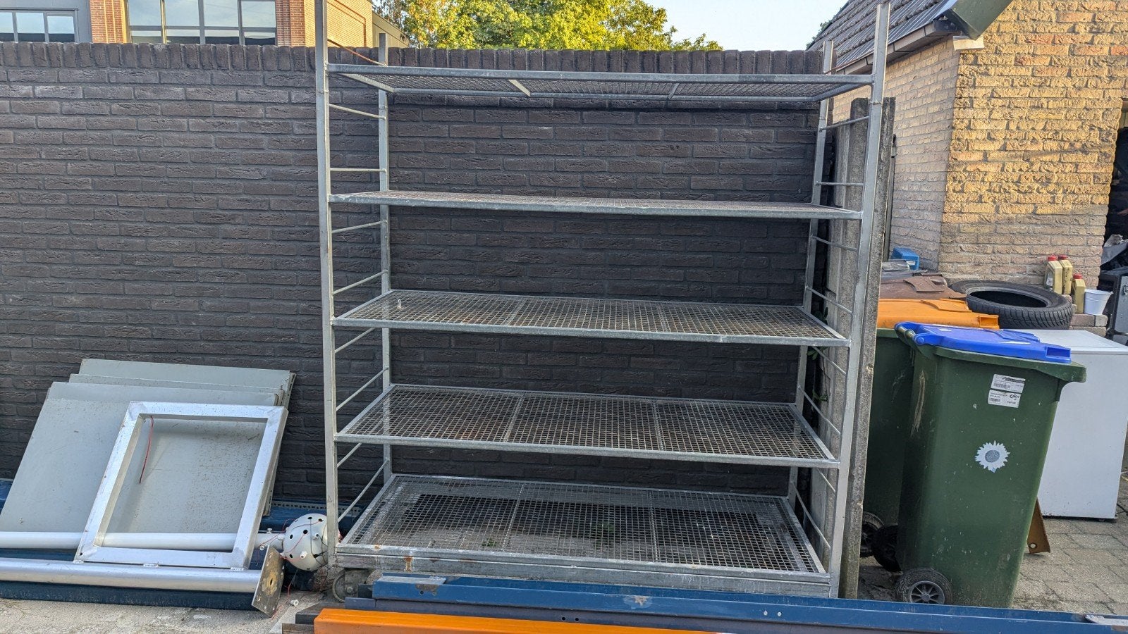 Zwaar metalen opbergrek op wielen, 5 schappen, Huis en Inrichting, Kasten | Stellingkasten, Ophalen