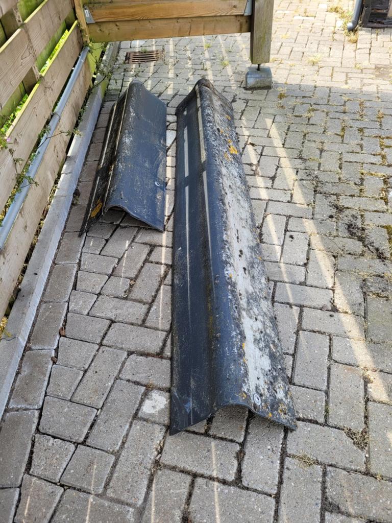 2 eterniet windveren voor golfplaten dak, Doe-het-zelf en Verbouw, Ophalen, Gebruikt, 15 m² of meer, Golfplaat