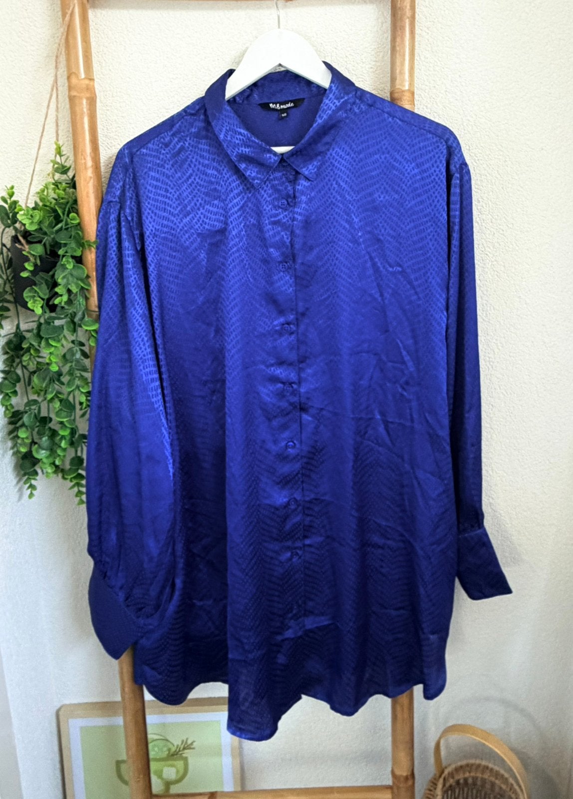 MS mode blouse maat 50, Ophalen of Verzenden, Zo goed als nieuw, Blauw, Blouse of Tuniek
