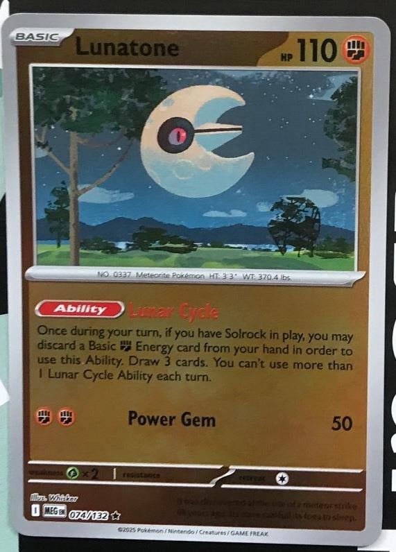 Pokemon - Lunatone (MEG 074) - Reverse holo.., Ophalen of Verzenden, Nieuw, Losse kaart, Foil