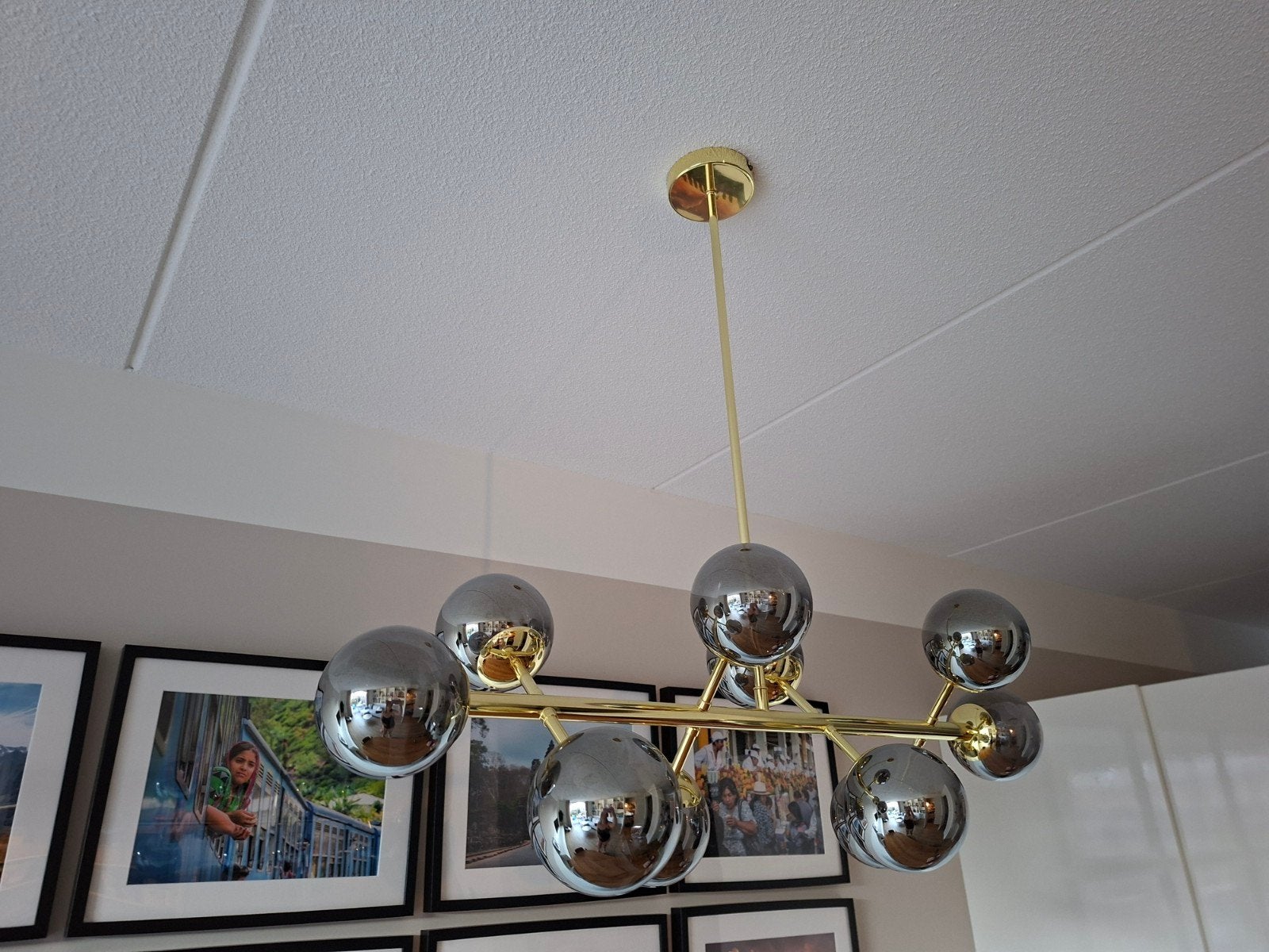 Hanglamp MADE globe rookglas, Ophalen, Zo goed als nieuw, Metaal, Overige fittingen