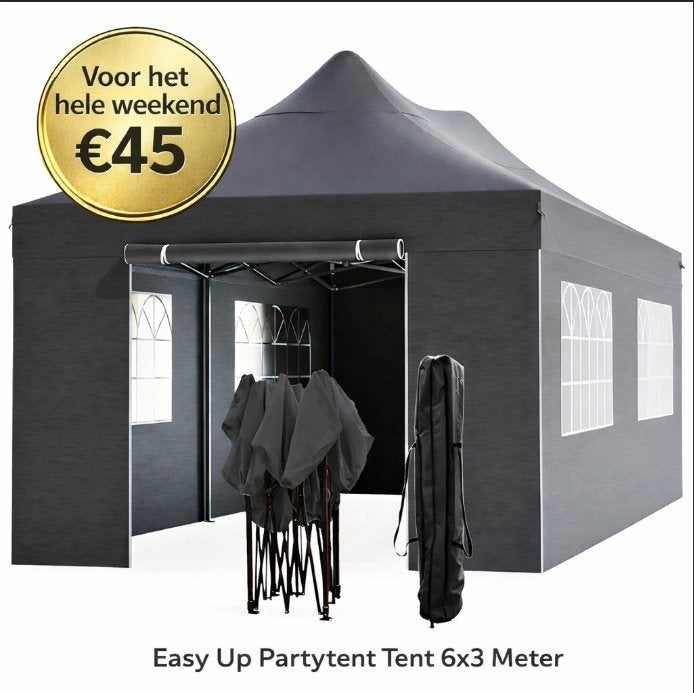 Luxe Easy Up Partytent 6x3 Meter  Heel Weekend €45, Ophalen, Partygalaxyshop@hotmail.com, Partygalaxyshop, Opvouwbaar