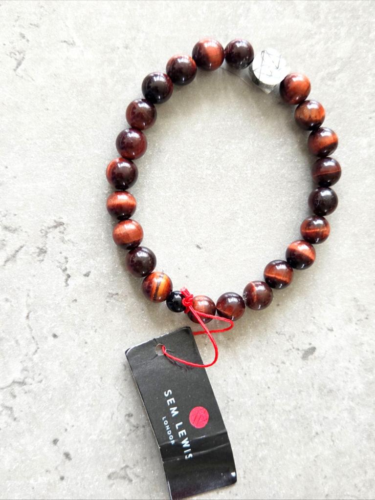 Sem Lewis London Armband met Tijgeroog Kralen, Overige materialen, Bruin, Nieuw, Ophalen of Verzenden