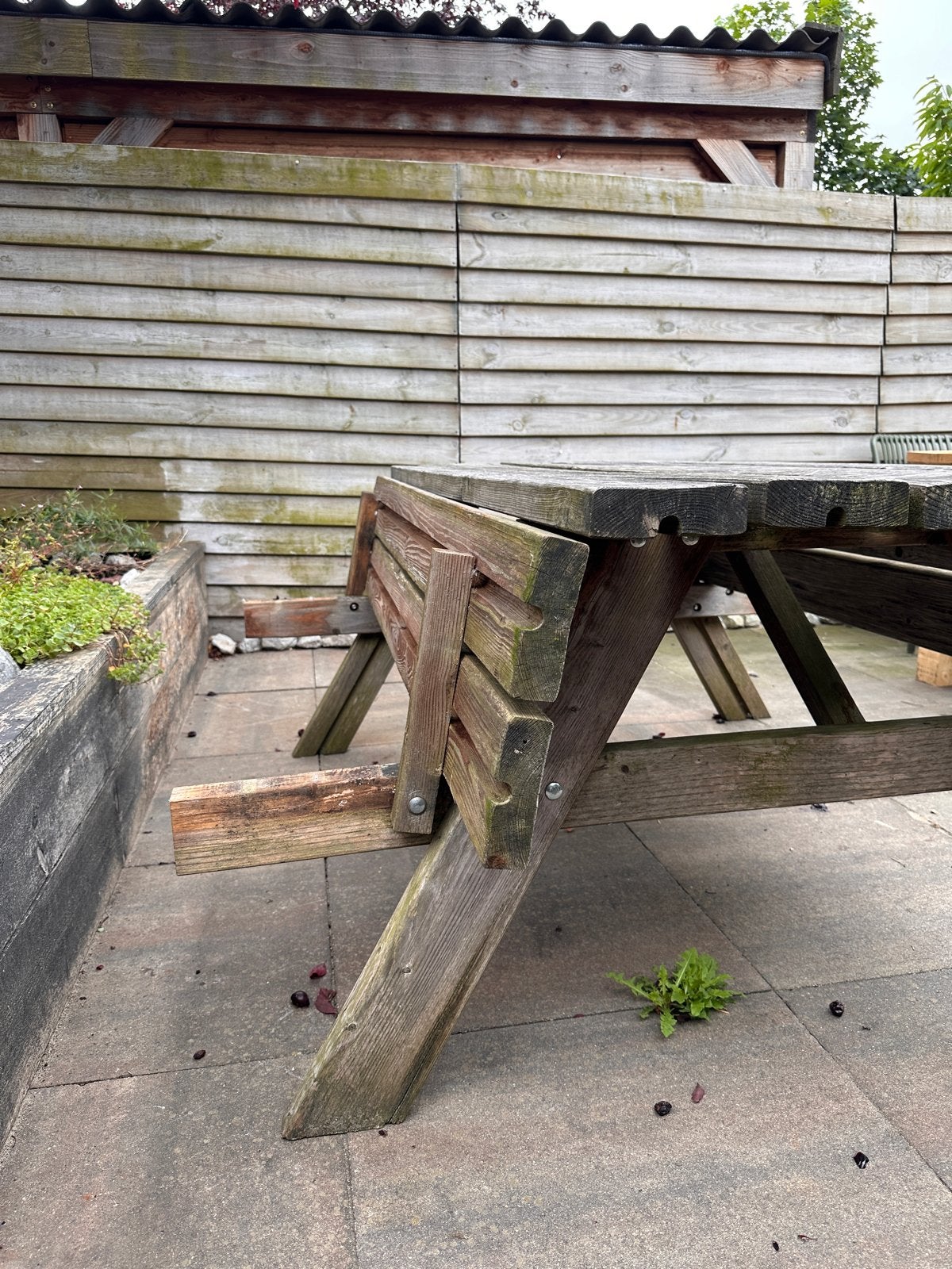 Robuuste houten picknicktafel voor buiten, Ophalen, Gebruikt, Rechthoekig, Hout