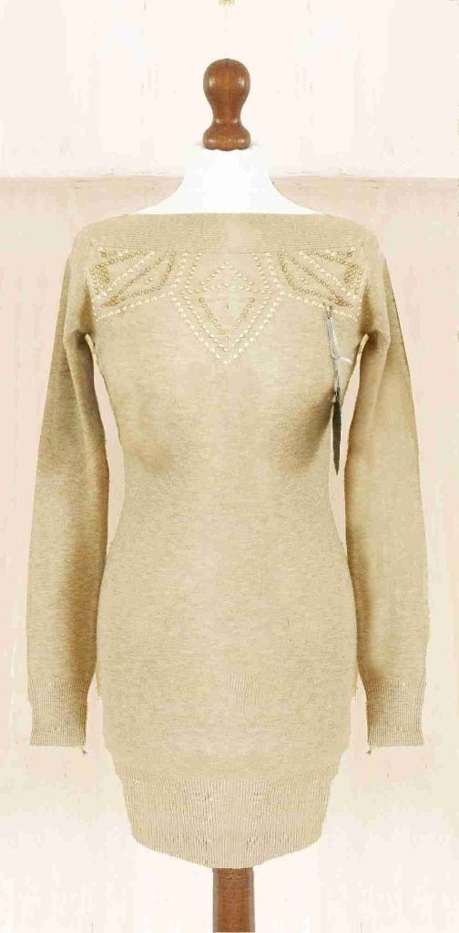 NIEUW Luxestar beige gebreide jurk / lange trui maat S/M, Maat 38/40 (M), Beige, Nieuw, Ophalen of Verzenden
