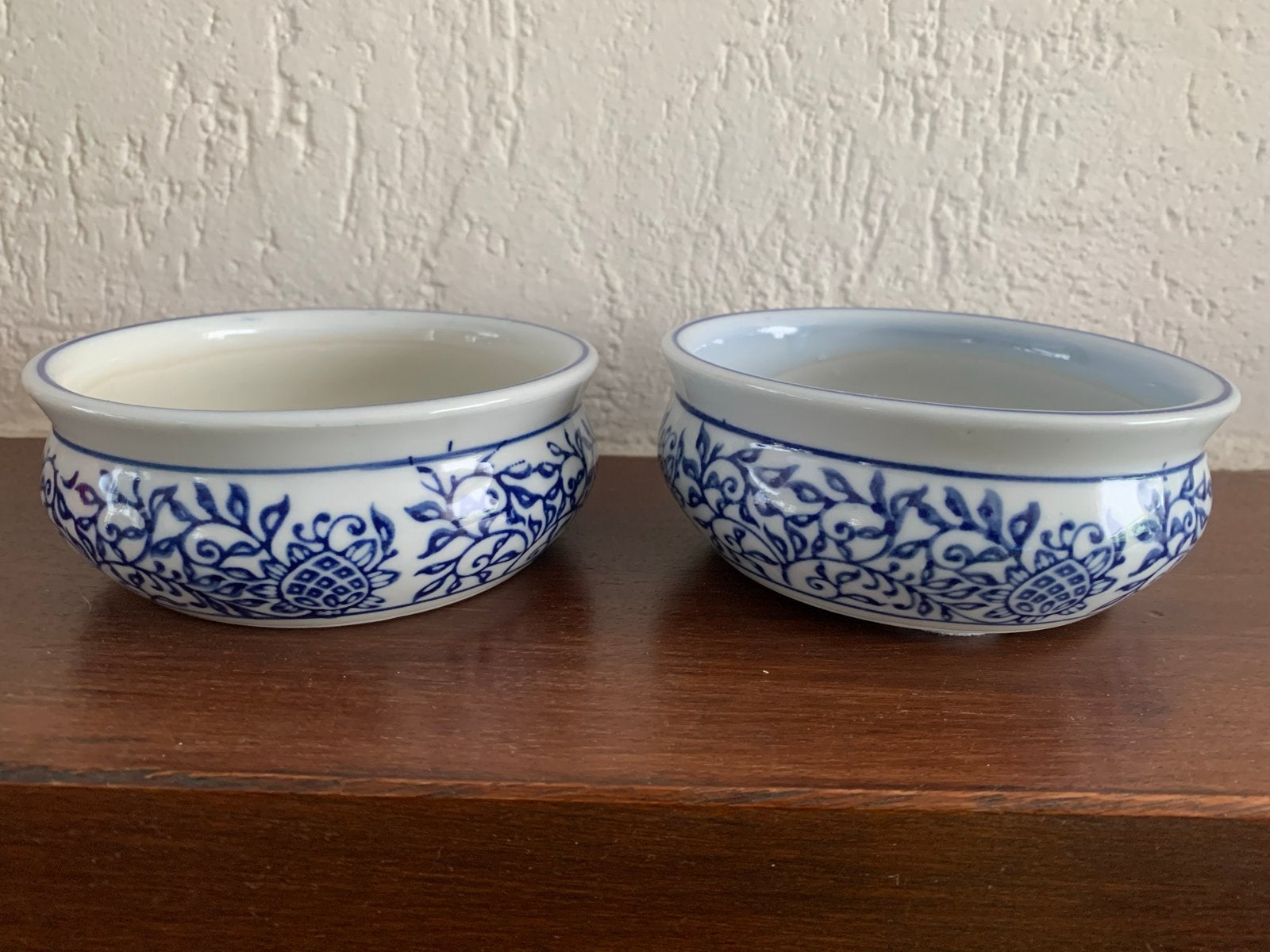 2 Bonsai Schaaltjes - Blauw/Wit Keramiek, Ophalen of Verzenden, Gebruikt, Blauw, Steen/keramiek