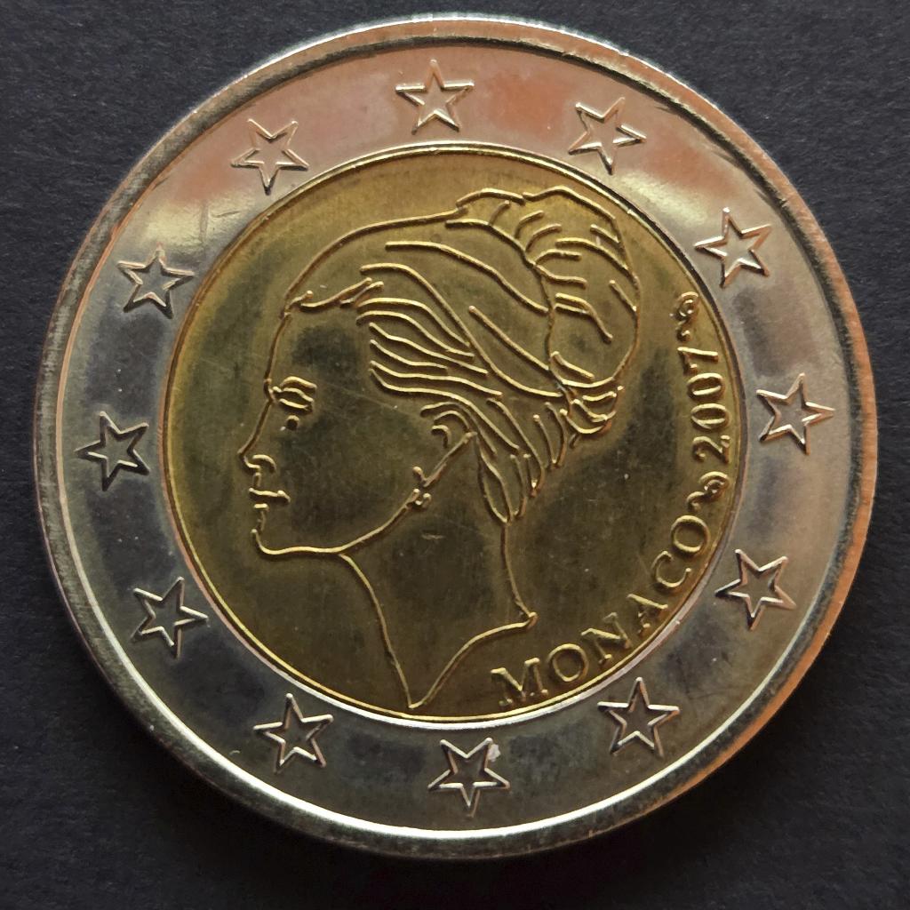 €2 Herdenkingsmunt Monaco 2007 – Grace Kelly (Probe), Ophalen of Verzenden, Overige landen, 2 euro, Losse munt