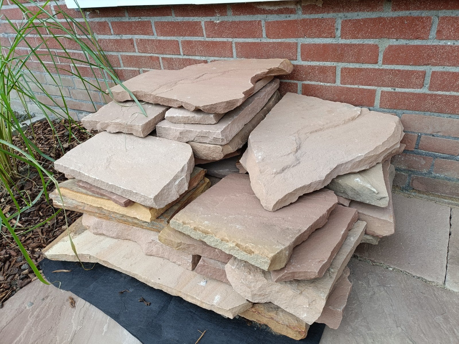 Prachtige Indische Modak Flagstone - Warme Roodtinten, Ophalen, Gebruikt, Terrastegels, Natuursteen