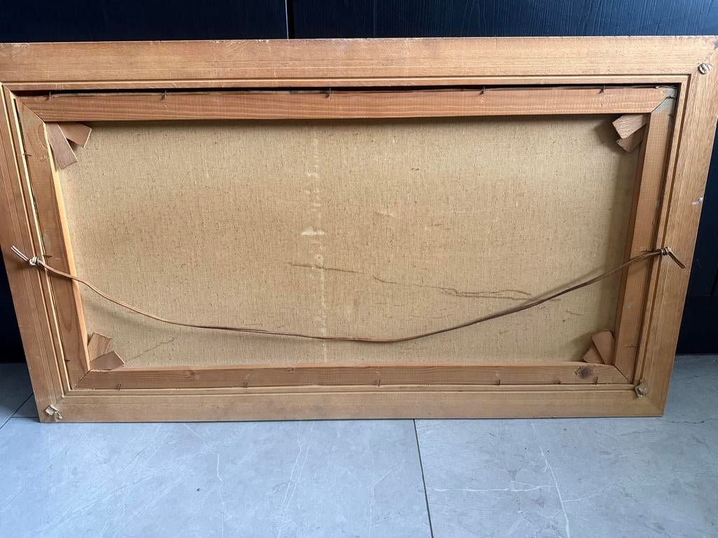 Olieverfschilderij van schepen op zee, gesigneerd Koster, Antiek en Kunst, Ophalen