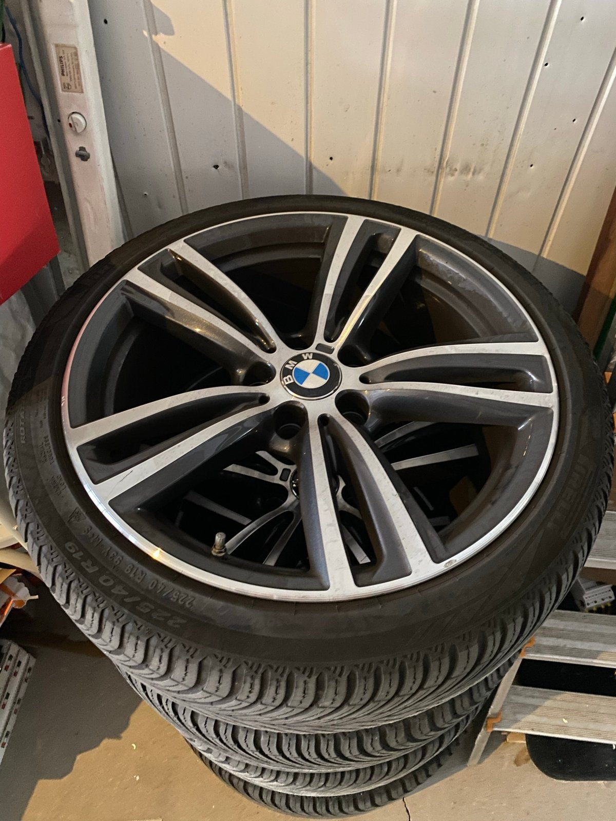 Originele BMW F30 F31 19” 442M velgen + All Season banden, Gebruikt, Banden en Velgen, All Season, Personenwagen
