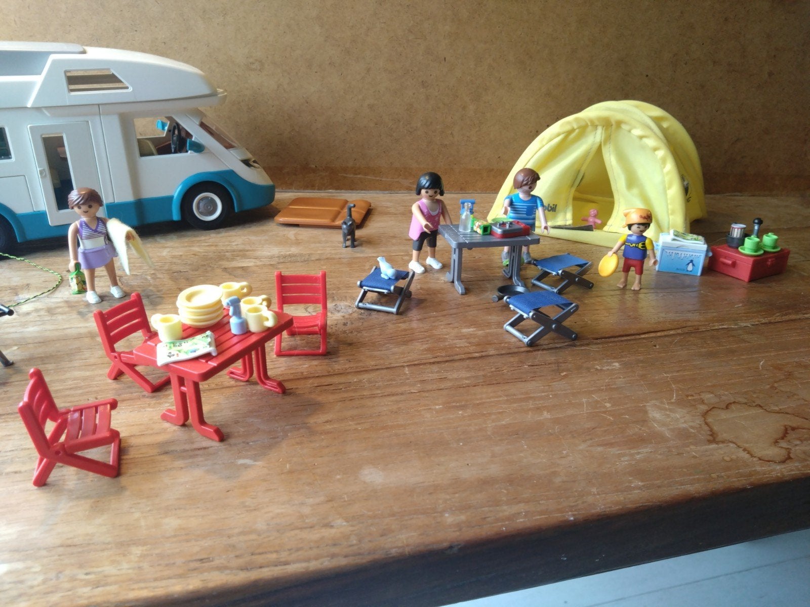 Playmobil Camper en Tent - Campingset., Kinderen en Baby's, Complete set, Voertuig, Zo goed als nieuw, Family fun