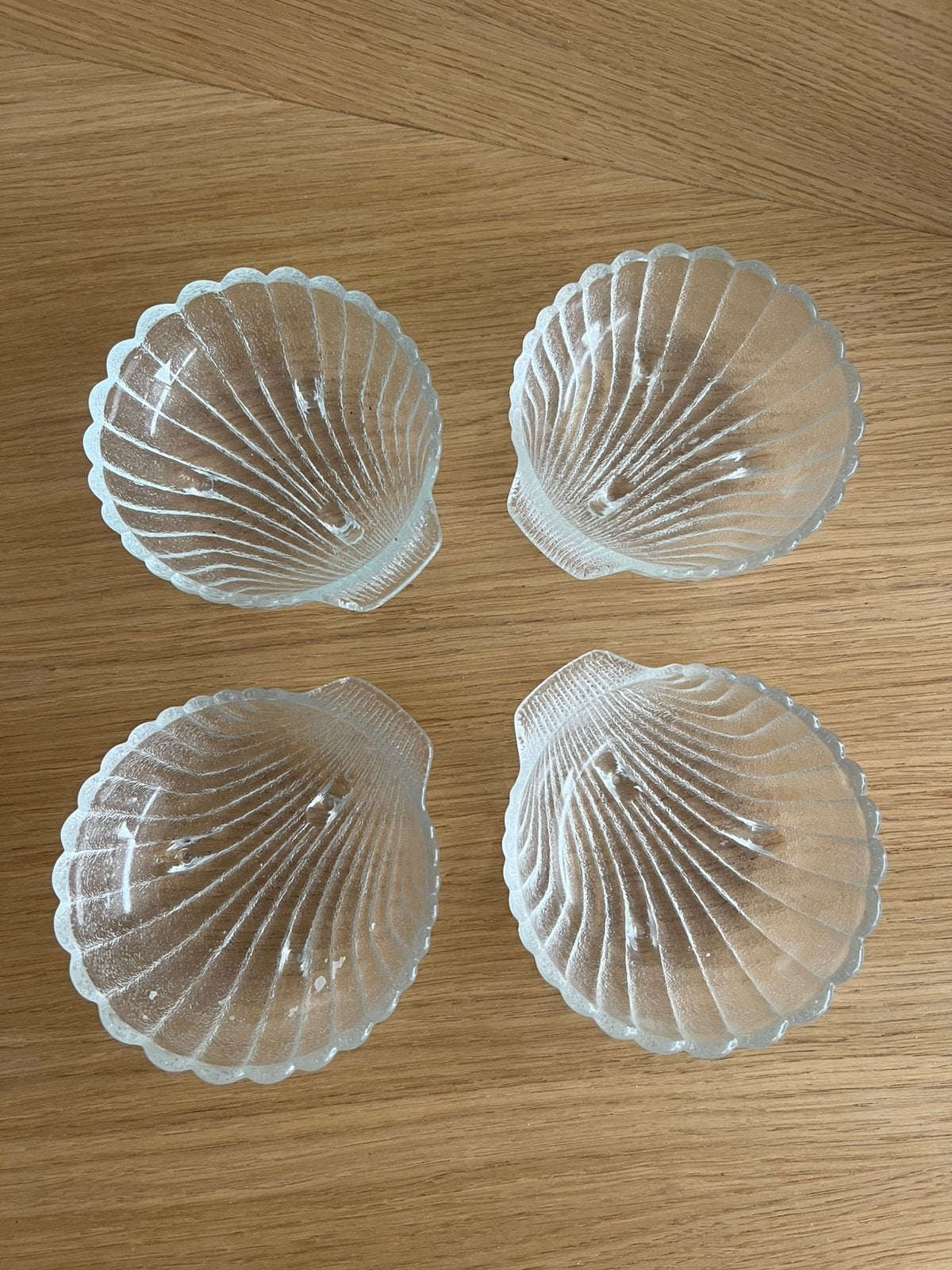 4x glazen schelp schaaltjes, Ophalen of Verzenden
