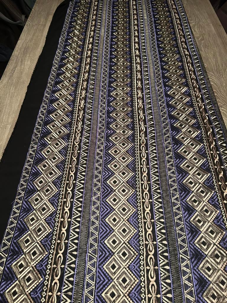 Restant stof loopgroep / 185 x 150 cm / wit - blauw - zwart, Blauw, 120 cm of meer, Ophalen of Verzenden, Zo goed als nieuw