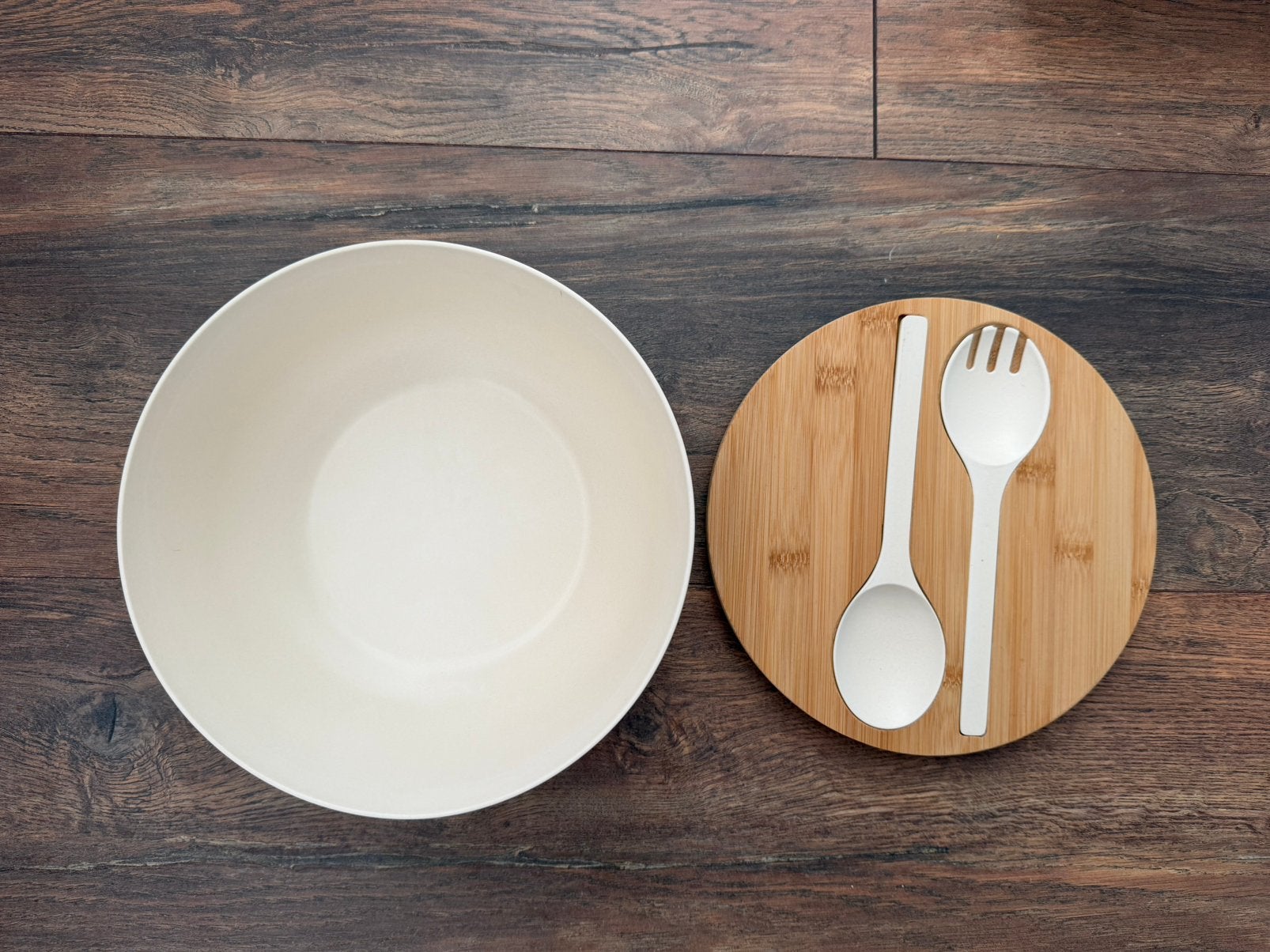 Senza Saladebak met Bamboedeksel – Crème – Zo goed als nieuw, Huis en Inrichting, Ophalen of Verzenden, Zo goed als nieuw, Overige stijlen