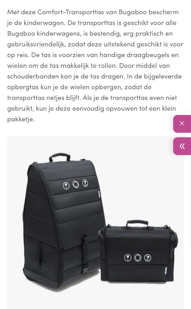 Bugaboo Comfort Transporttas, Kinderen en Baby's, Kinderwagens en Combinaties, Ophalen of Verzenden, Zo goed als nieuw, Kinderwagen