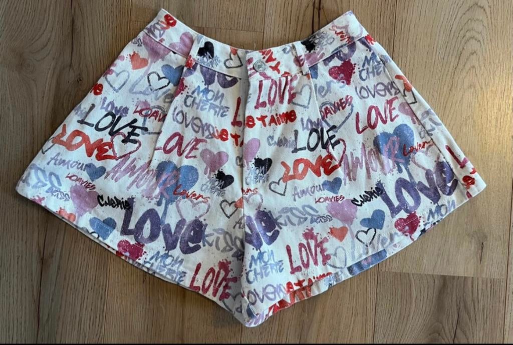 Korte katoenen broek Loavies maat S met leuke print, Kleding | Dames, Ophalen of Verzenden, Zo goed als nieuw, Maat 36 (S), Kort
