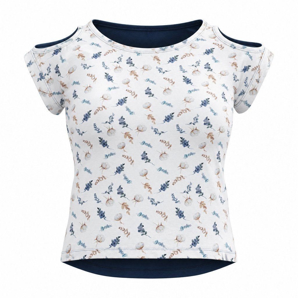 Shirt blote schouders maat 128/134 + scrunchie, Zelfgemaakt, Meisje, Ophalen of Verzenden, Zo goed als nieuw