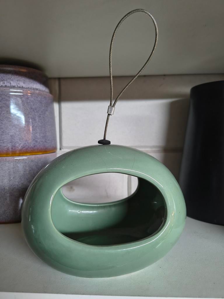 Turquoise steen vogelbak voederbak, Ophalen, Zo goed als nieuw, Eten en Drinken