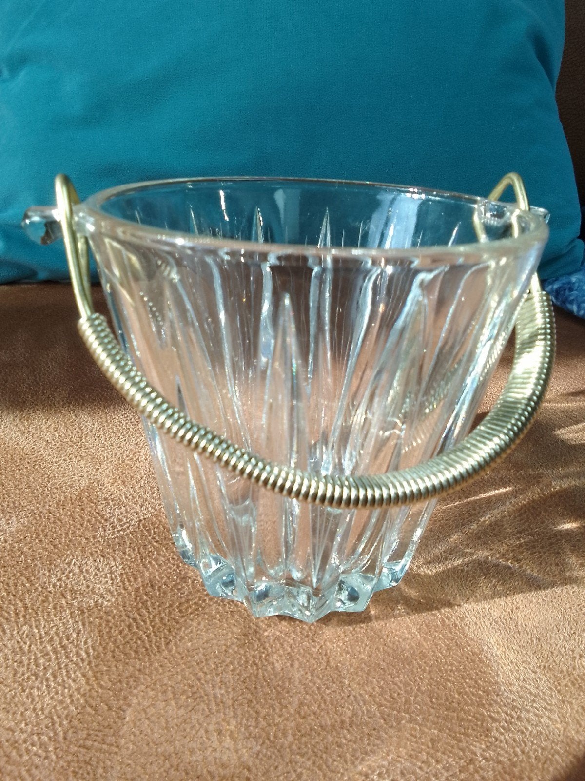 Ijsemmer, vintage Hollywood Regency, helder glas, 12 cm hoog, Antiek en Kunst, Ophalen of Verzenden