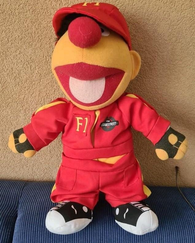 Sesamstraat Ernie Race knuffel - F1 racepak, Overige merken, Overige karakters, Overige typen, Ophalen of Verzenden