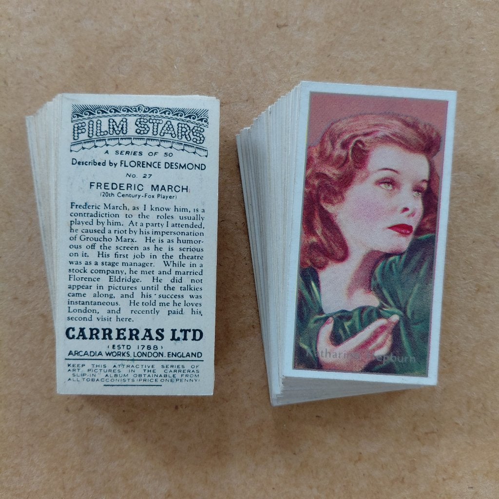 Film Stars complete set 50 cigarette cards Carreras 1936, Ophalen, Film, Overige typen