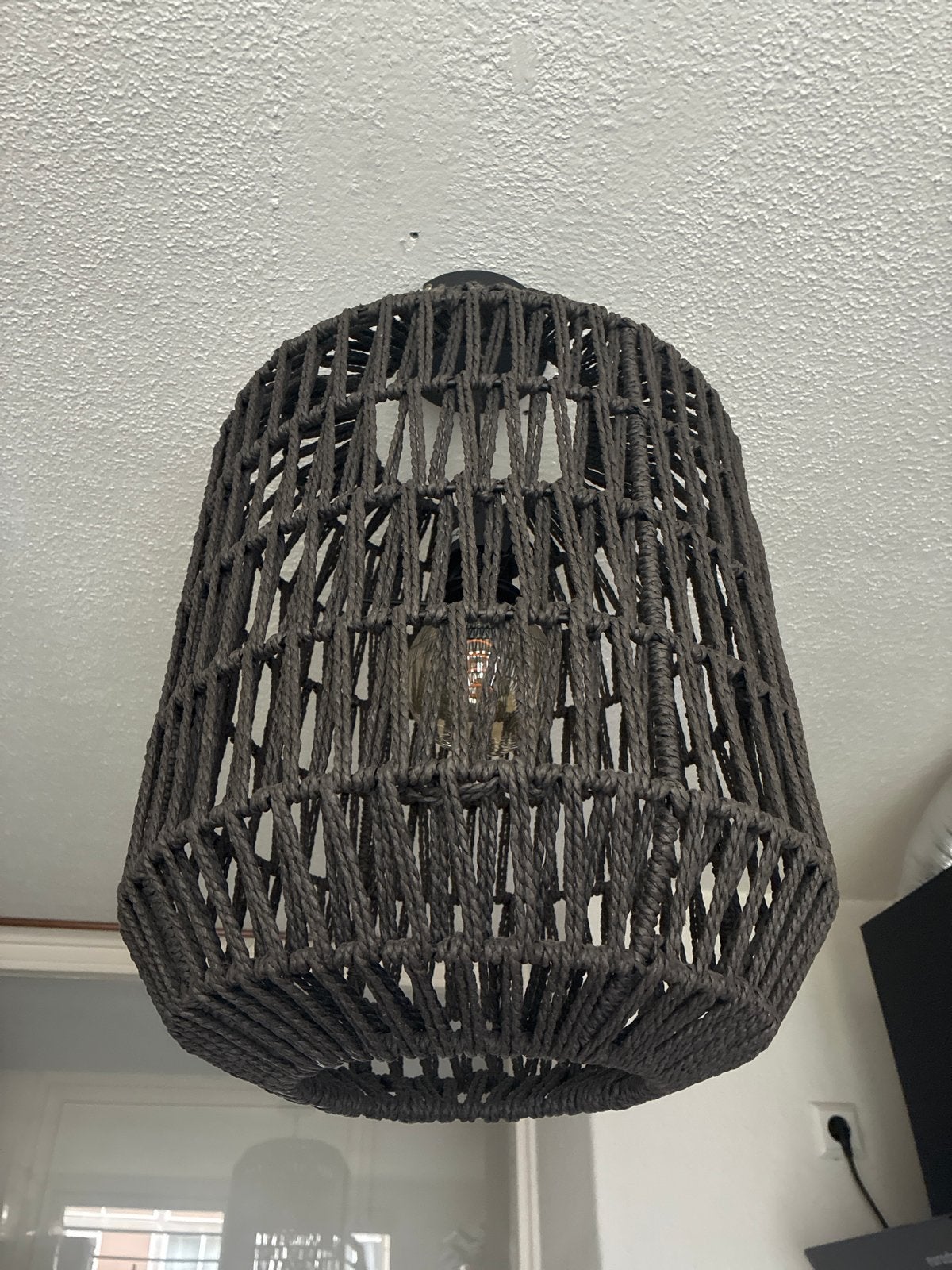 plafond hanglamp (60 cm hoog) en tafel lamp 40 cm hoog, Ophalen, Zo goed als nieuw, Textiel, E27 (groot)