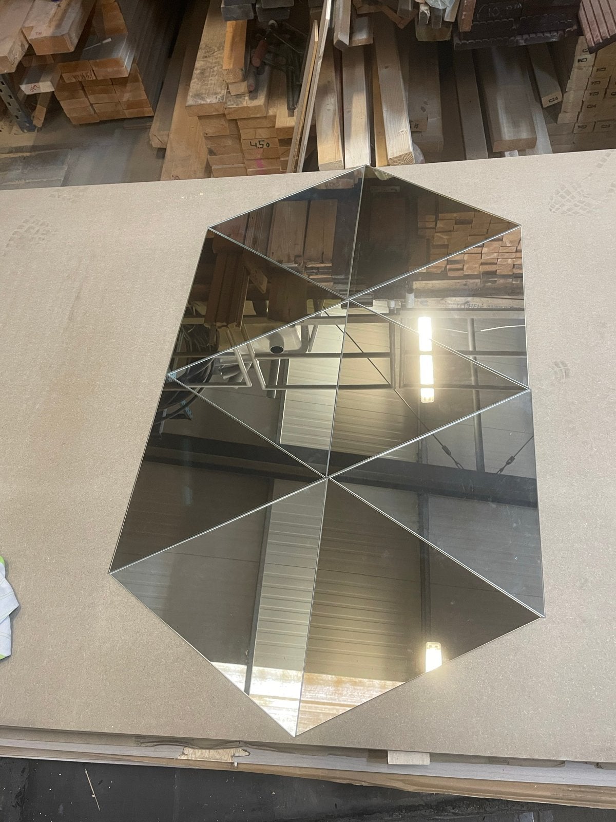 Driehoek Sier plak  spiegels 40x40 €5,- per stuk, Ophalen, Minder dan 50 cm, Nieuw, Minder dan 100 cm