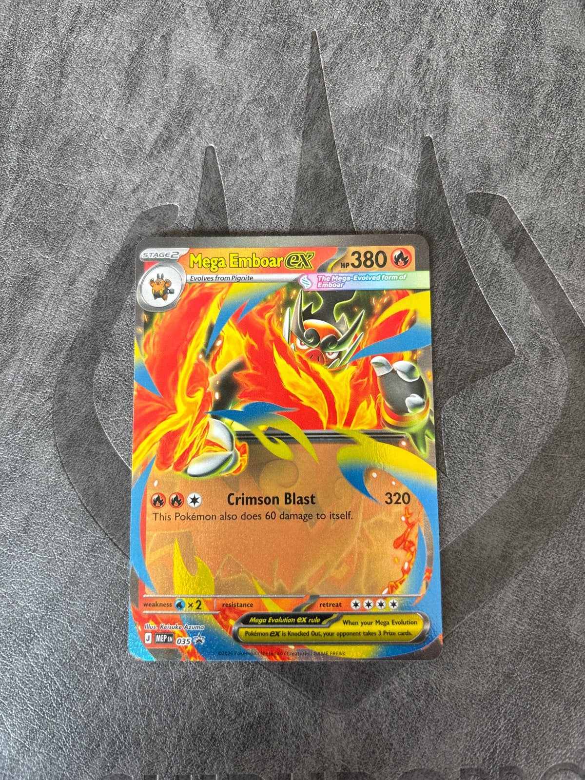 Mega Emboar EX Pokémon kaart - Zo goed als nieuw, Verzenden, Zo goed als nieuw, Losse kaart, Foil