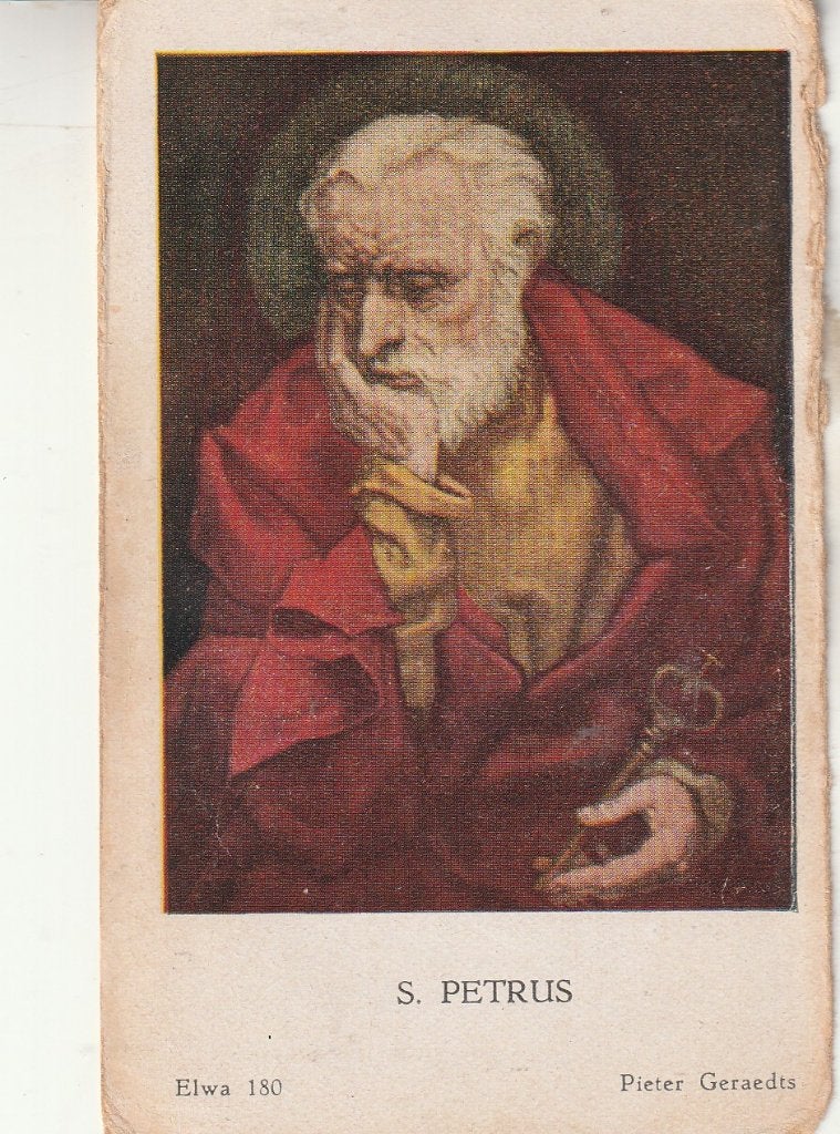 Oude bidprent S. Petrus - Elwa 180, Pieter Geraedts, Verzamelen, Religie, Ophalen of Verzenden, Gebruikt, Kaart of Prent, Christendom | Katholiek