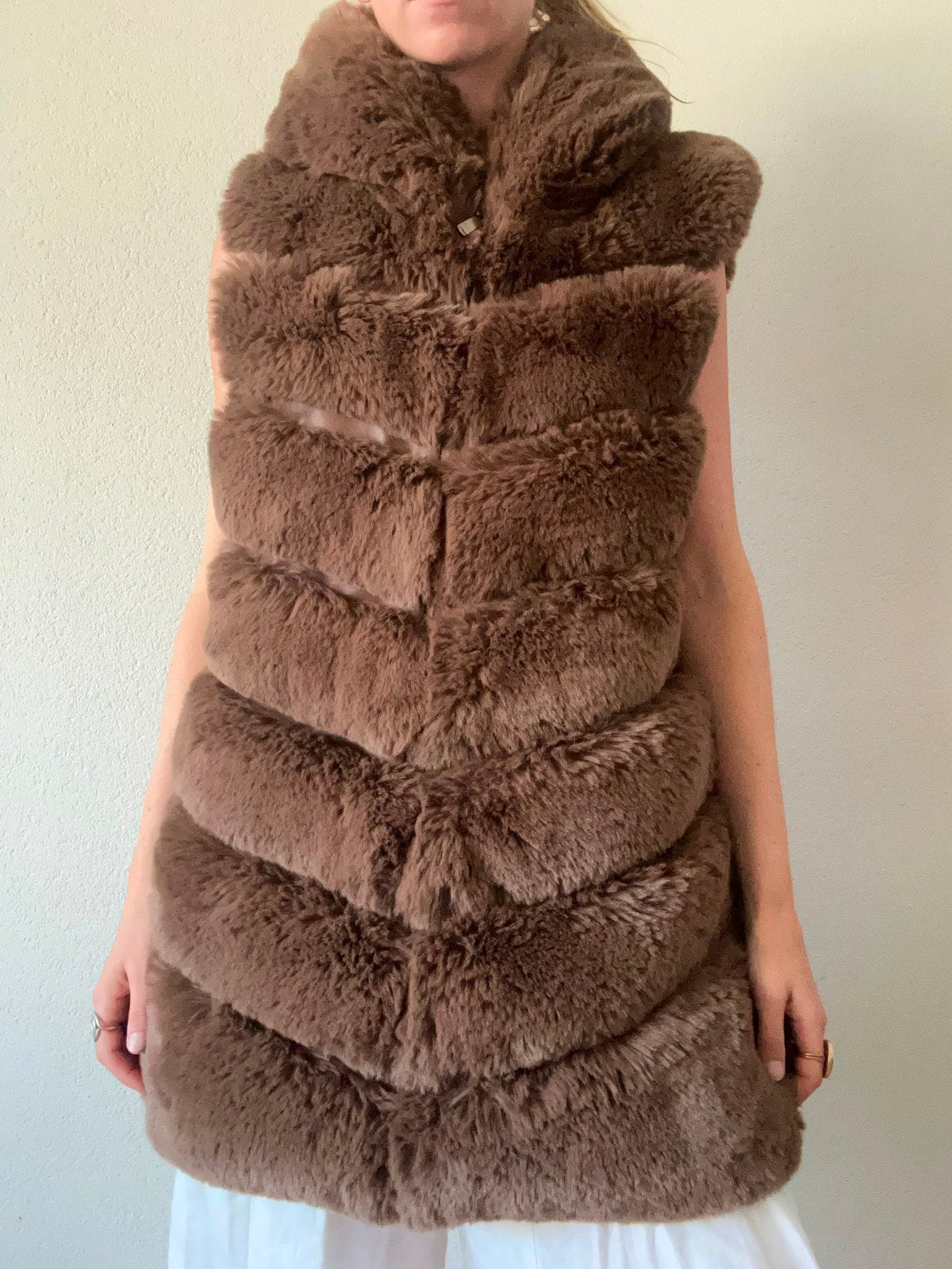 Bruine faux fur bodywarmer van Copperrose, maat S/M, Bruin, Ophalen of Verzenden, Zo goed als nieuw, Maat 36 (S)
