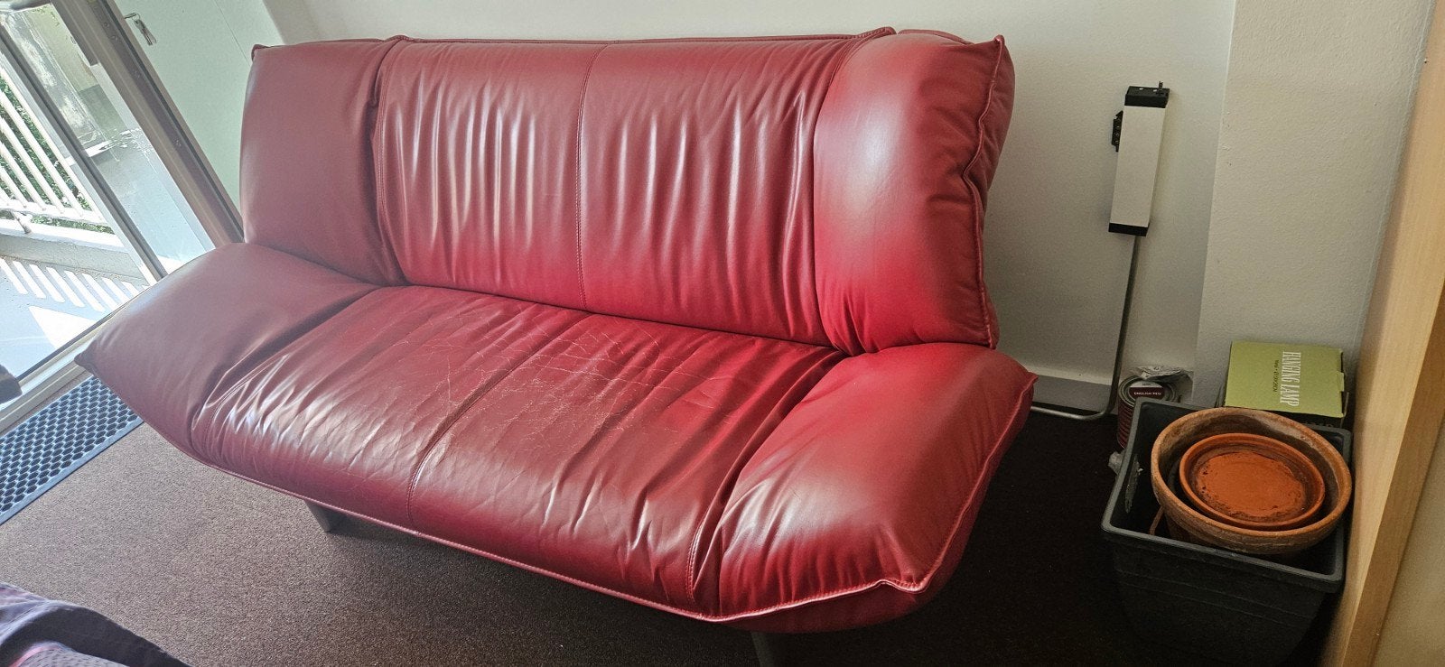 Leolux Tango. Rood leer, Ophalen, Gebruikt, Design, 150 tot 200 cm