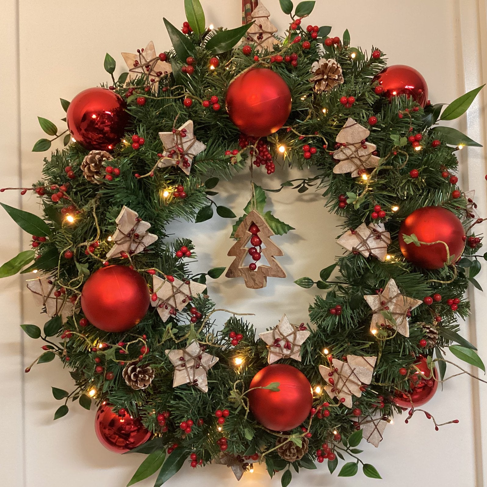 Prachtige grote kerstkrans met verlichting 60 cm, Ophalen of Verzenden, Nieuw